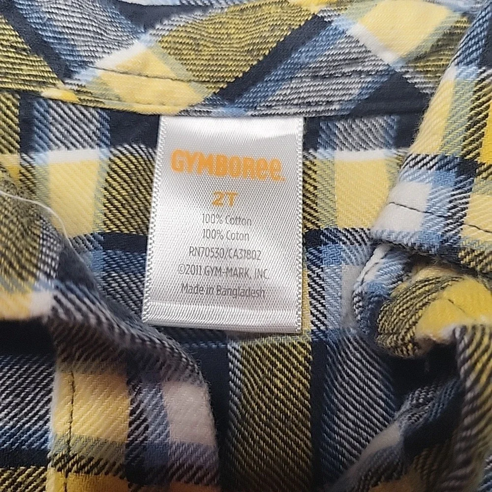 GYMBOREE Toddler Boys Yellow Plaid Fall Flannel‎ 2011 Shirt Size 2T